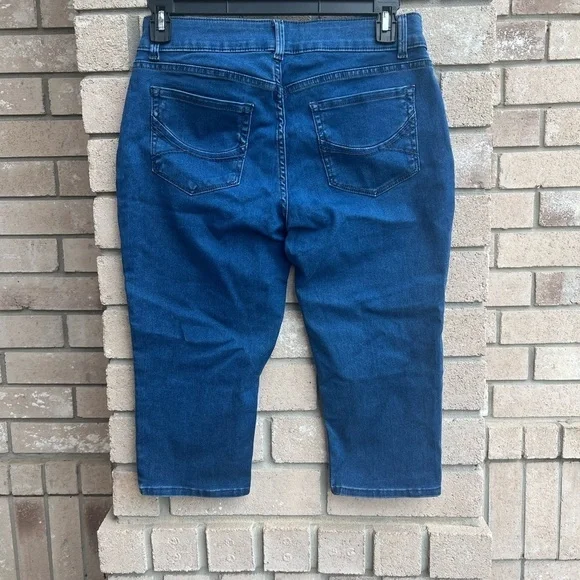 NWT Lee Rider Blue Crop Stretchy Pants 12 - Picture 2 of 4